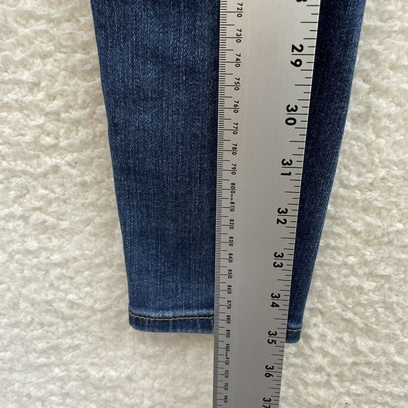 American Eagle Dark Wash Distressed Short Stretch Mid Rise Skinny Jeans 2 4 25 - Picture 10 of 12